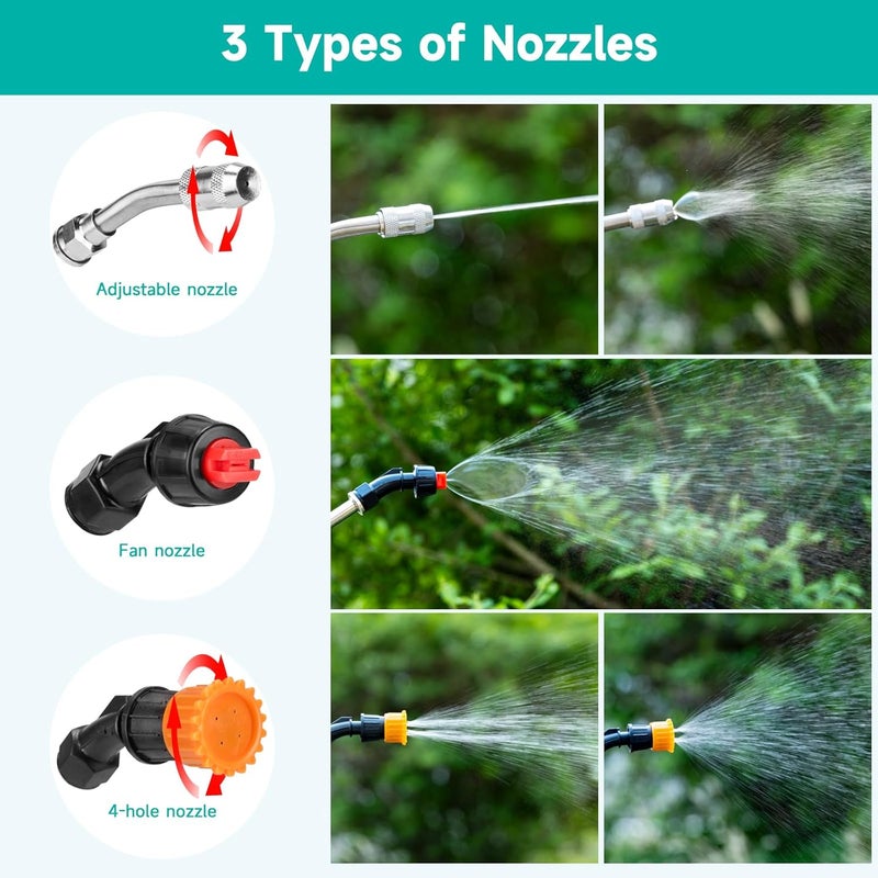 VanPet All Metal Sprayer Wand with 3 Types of Nozzles, Fan Nozzle Replacement Sprayer Wand, Stainless Steel Sprayer Wand with 1/4" & 3/8" Brass Barb and 2 Hose Clamps (3 Nozzles 29 Inches Sprayer Wand) - Image 2